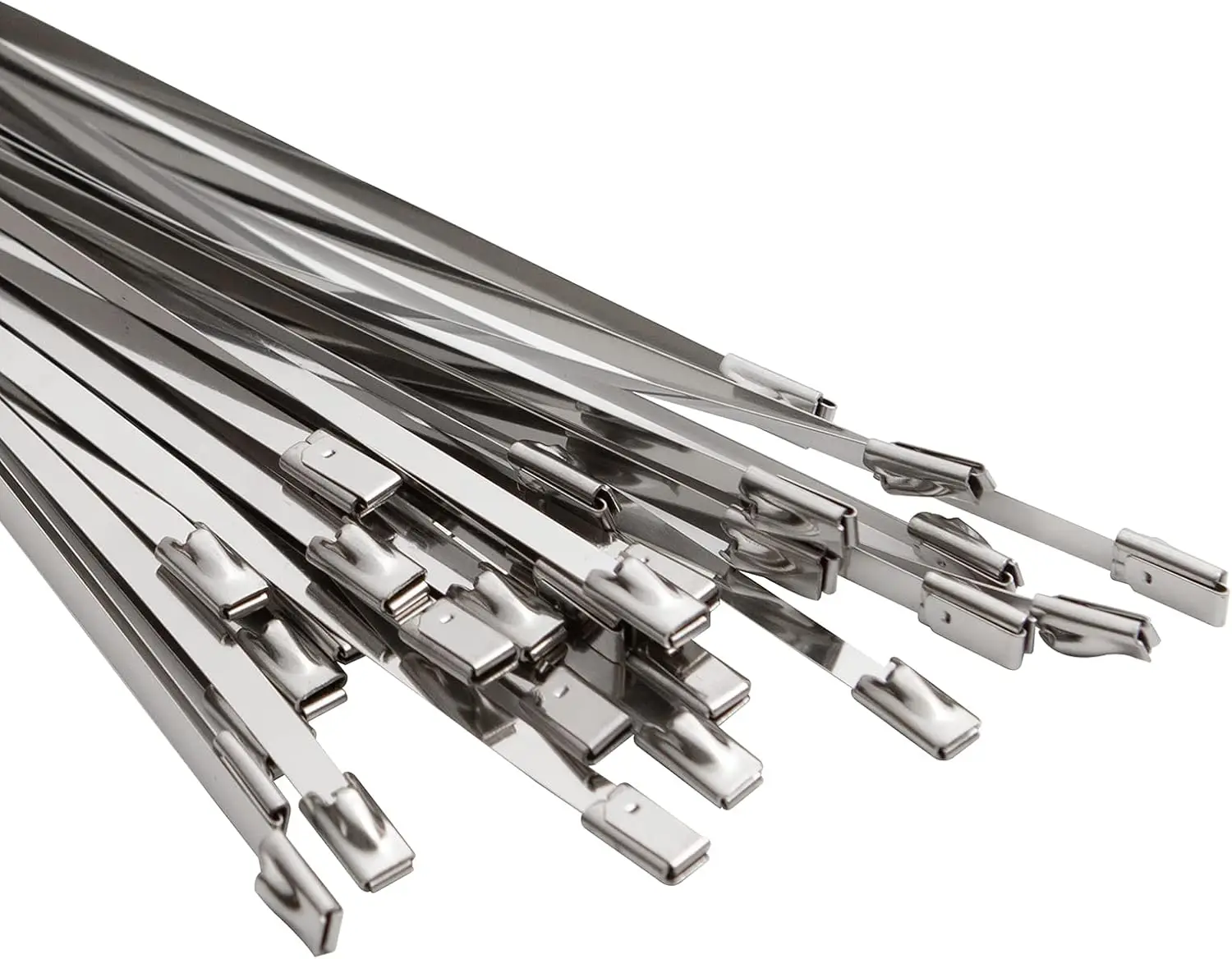 

OFFO Metal Zip Ties 19.7 in Premium Heavy Duty Stainless Steel Wire Multifunctional Locking Exhaust Wrap Flexible Durable 30 PCS
