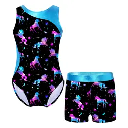 New 2023 Children's Swimwear Two Piece Flamingo Swimsuit For Girls Gymnastics Dance Leotard 2023 Summer Bikini Sets Kid Swimsuit