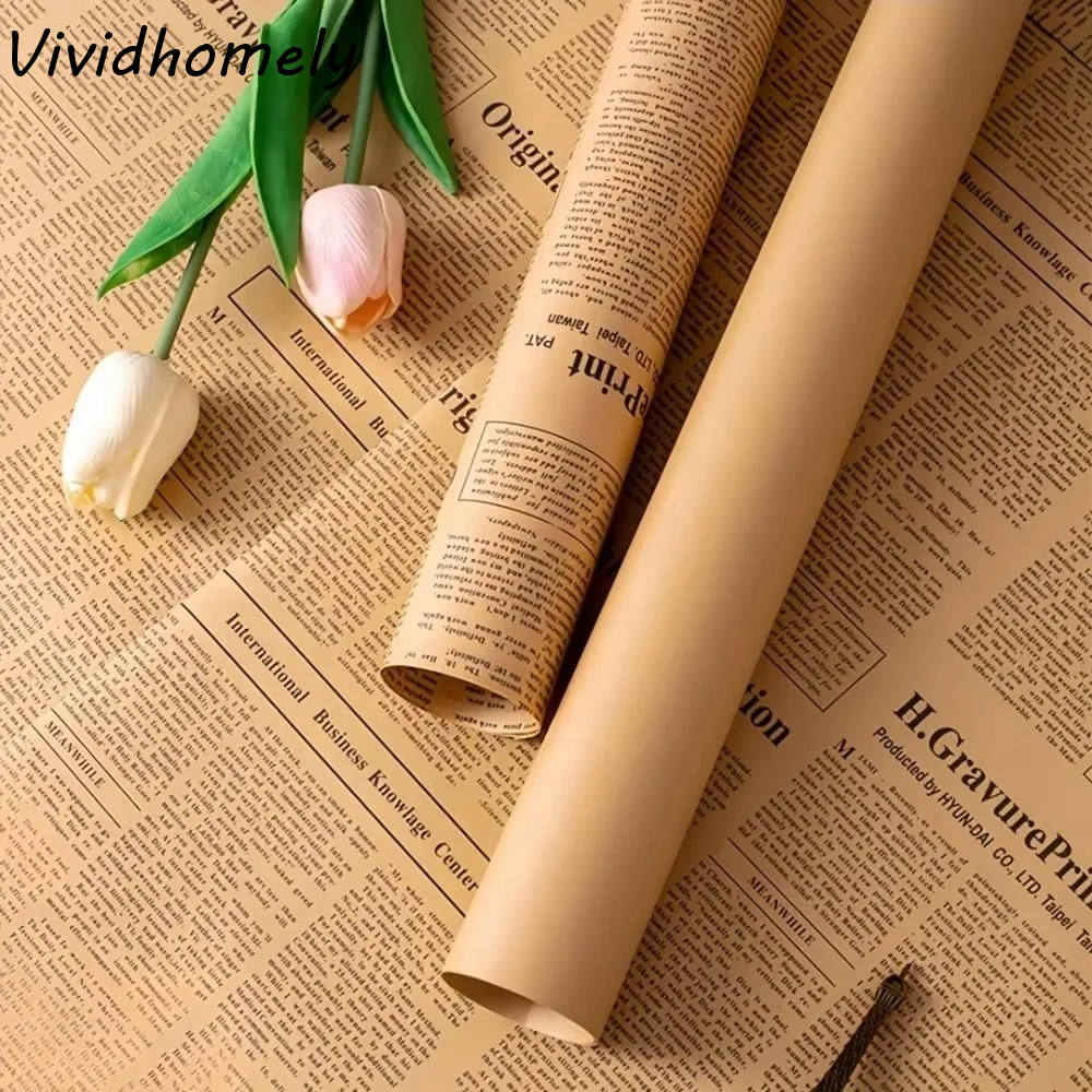 

45 шт. двусторонней крафт-бумаги для букетов, ретро-бумага для DIY-проектов, газетная бумага, двусторонняя крафт-бумага с принтом под газету