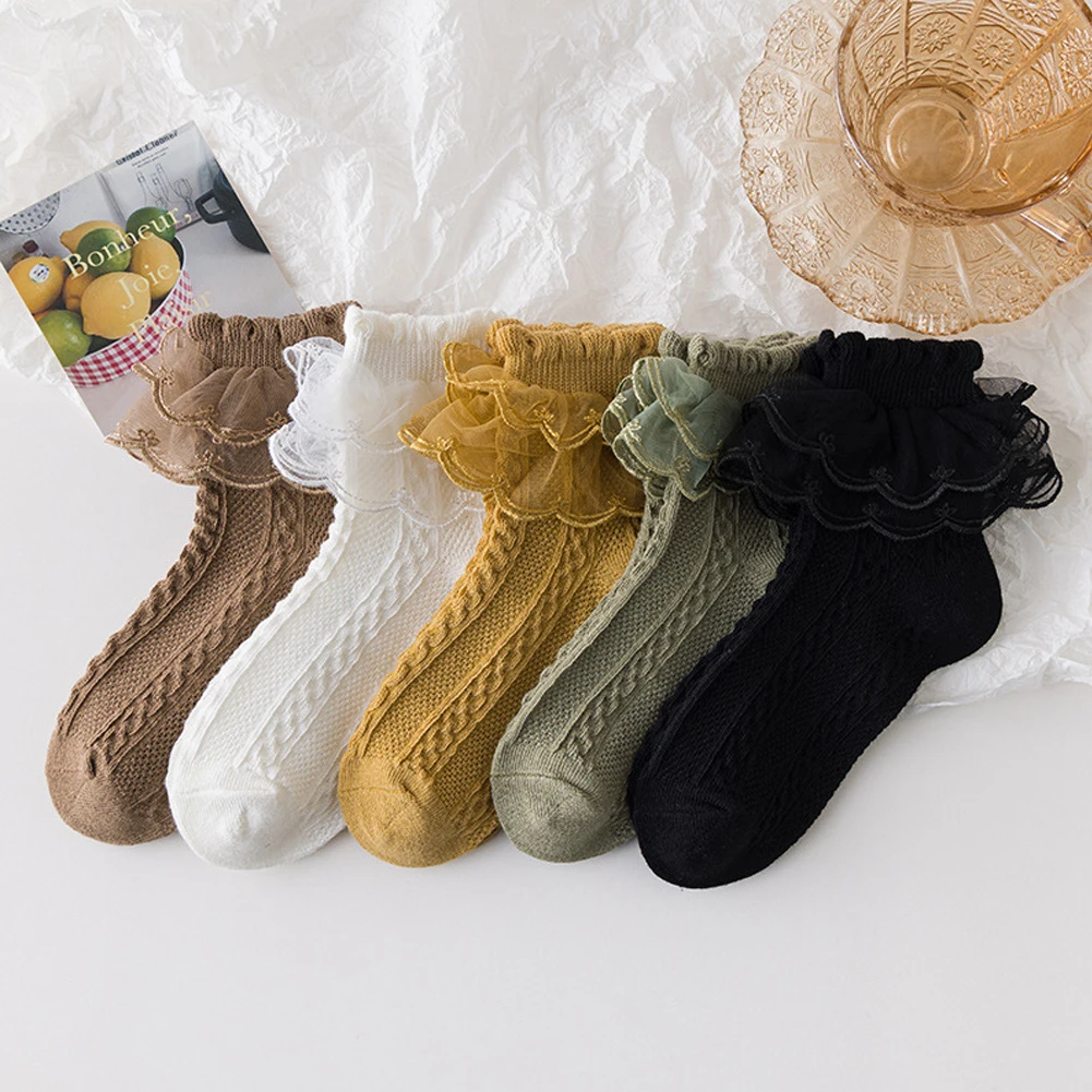 Baby Lace Ruffle Frilly Ankle Short Sock Lolita Lace Socks Girls Kids Cotton Socks Breathable Princess Children Girl Dance Socks