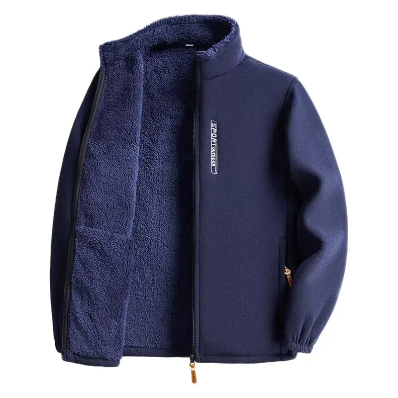 Winter Autumn New Fashion Men's Simple Basic Solid Color Stand Collar Long Sleeve Wool Thicken Cardigans Male Clothes Jackets