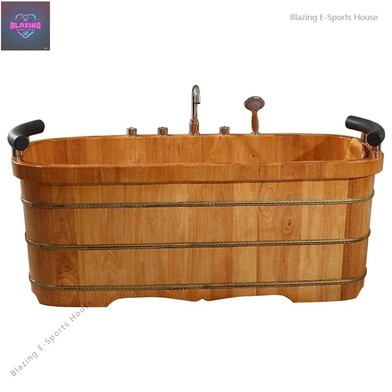 

Роскошная дубовая ванна с ведерком, ванна для взрослых, ванна из цельного дерева, ванна, деревянная ванна для двух человек.