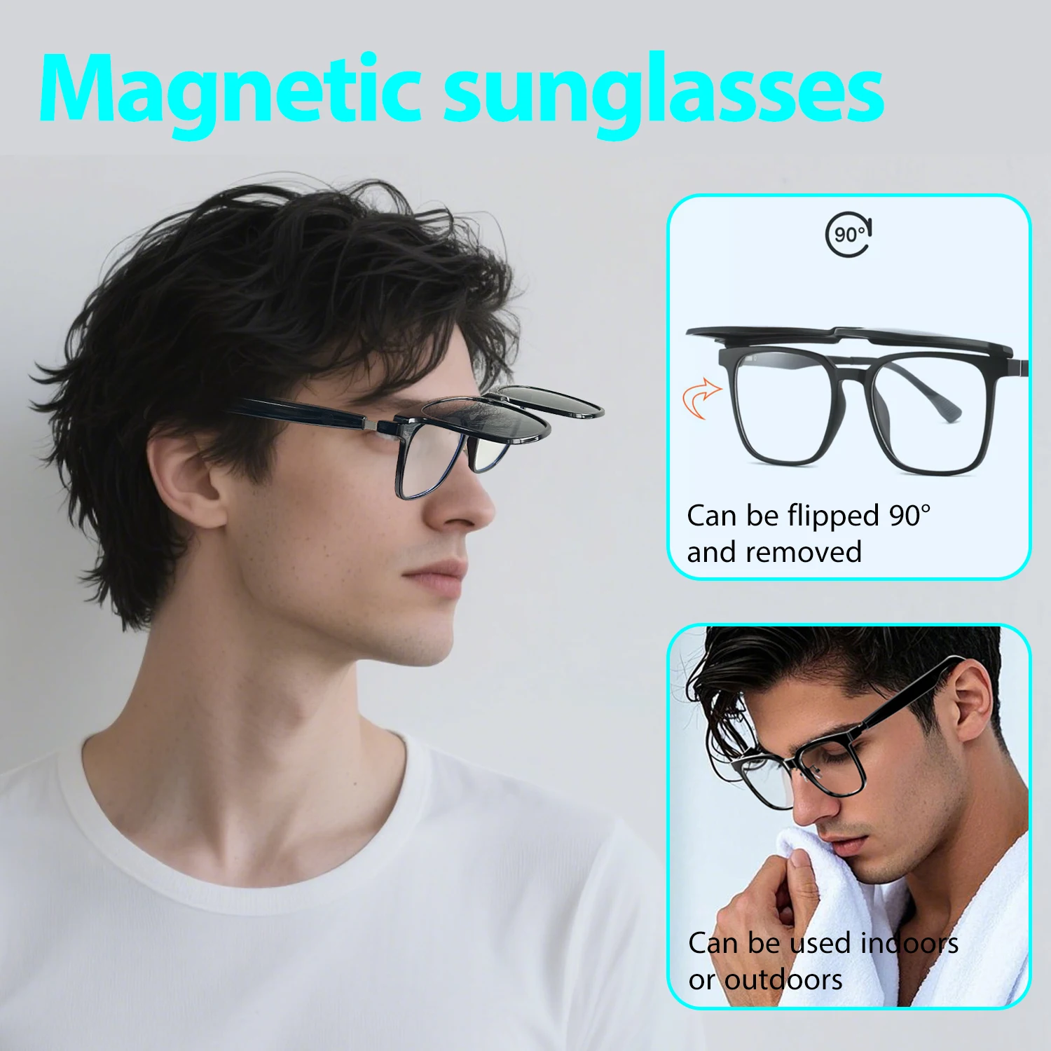 

AI Bluetooth translator sunglasses frame with built-in magnetic lenses AI camera object recognition function can take photos and