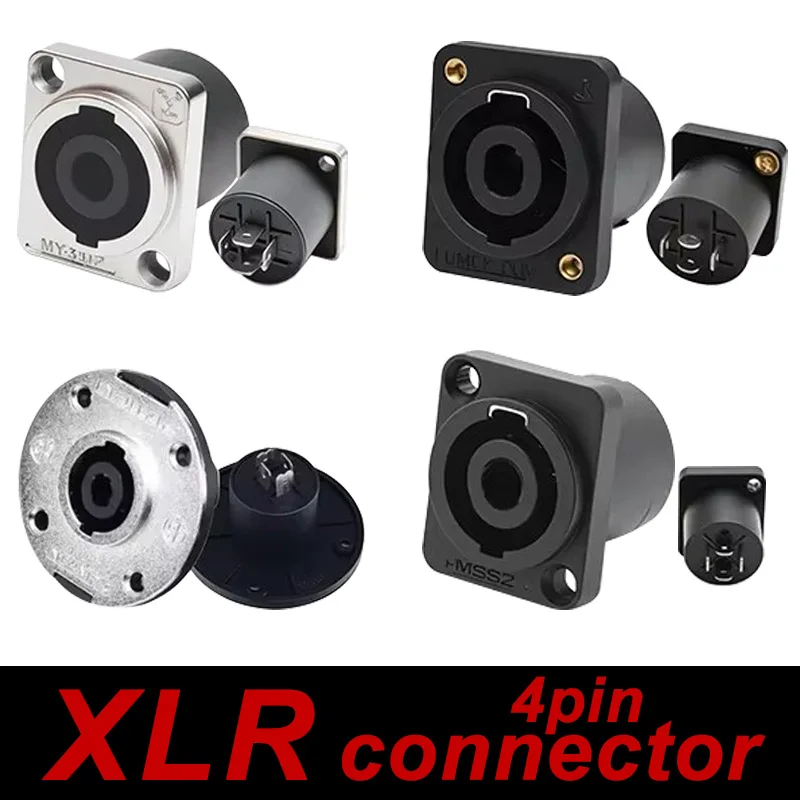 

5/20Pcs 4Pin Speakon Connectors Type Socket 4Pole Plug 4-Core Female Audio Connector Socket with Square Round Base