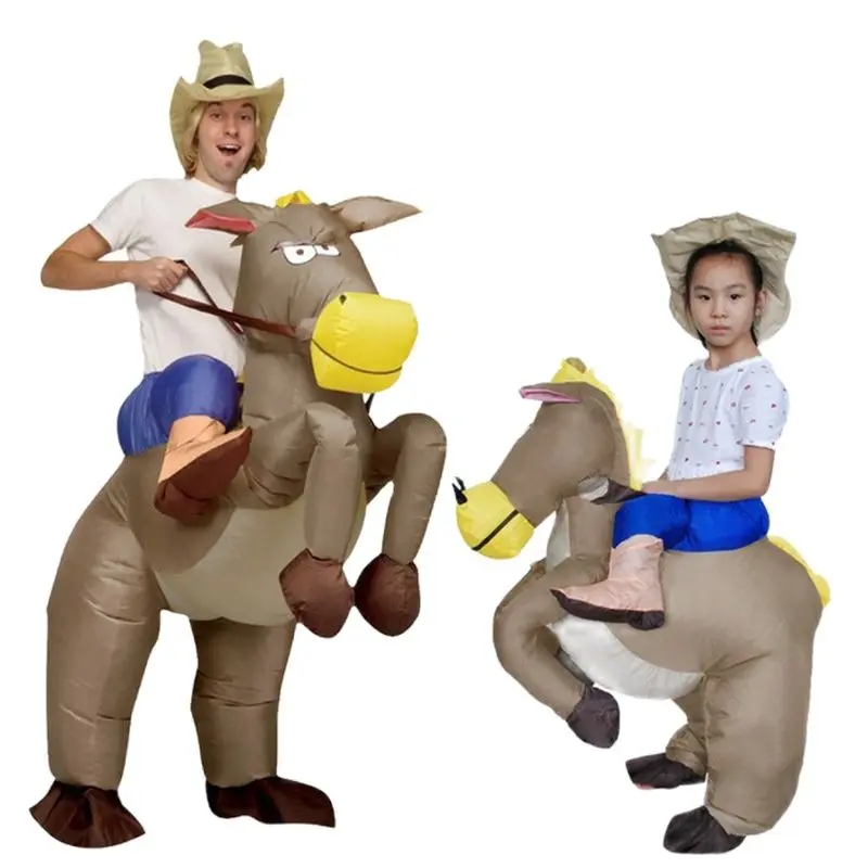 

Kids Adult Carnival Purim Costume Inflatable Donkey Costume Fan Operated Adult Cosplay Animal Rider