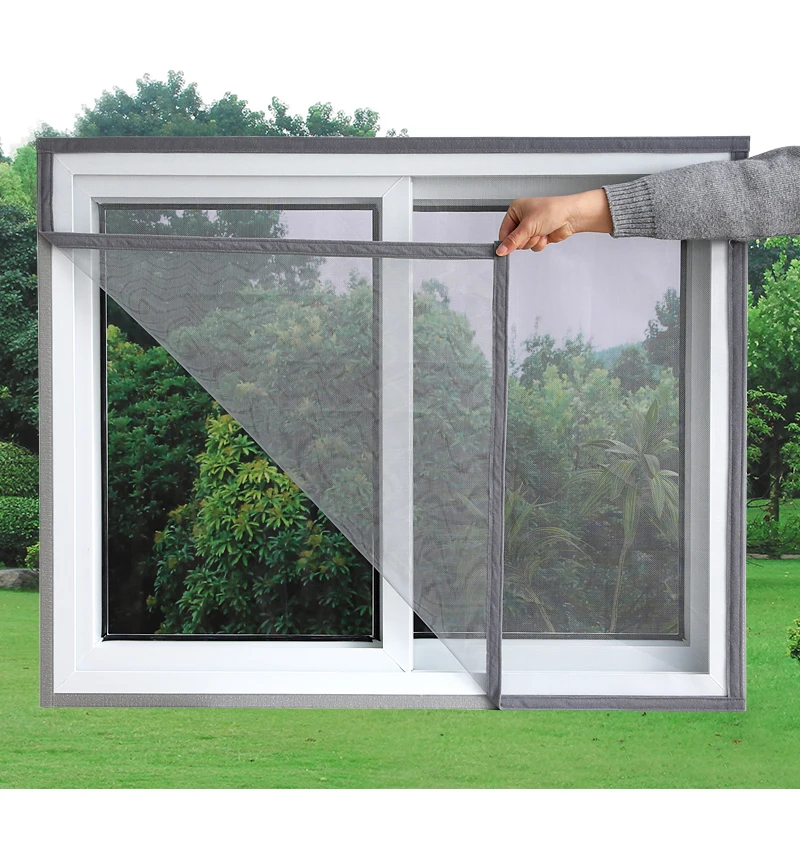 Graues, selbstklebendes Anti-Mücken-Fensternetz, Sommer-Insektenschutznetz für Türen und Fenster, anpassbare Größe – Detail 8
