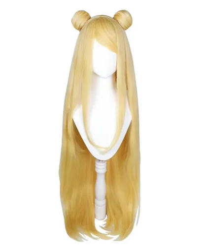 

Ocean Song Seraphine Cosplay Wig With Buns 100cm Long Straight Blonde Synthetic Hair