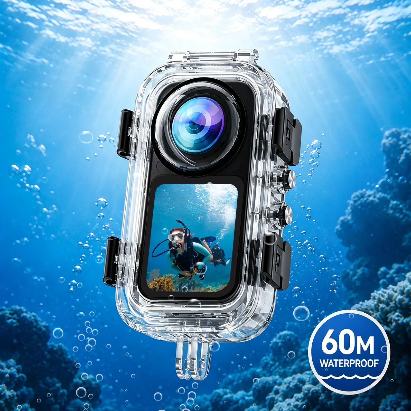 PULUZ 60m Unterwasser-Tauchgehäuse für Insta360 X6, für Insta360 X6 Action-Kamera, wasserdichtes Gehäuse, unsichtbare Abdeckung zum Schnorcheln – Detail 3