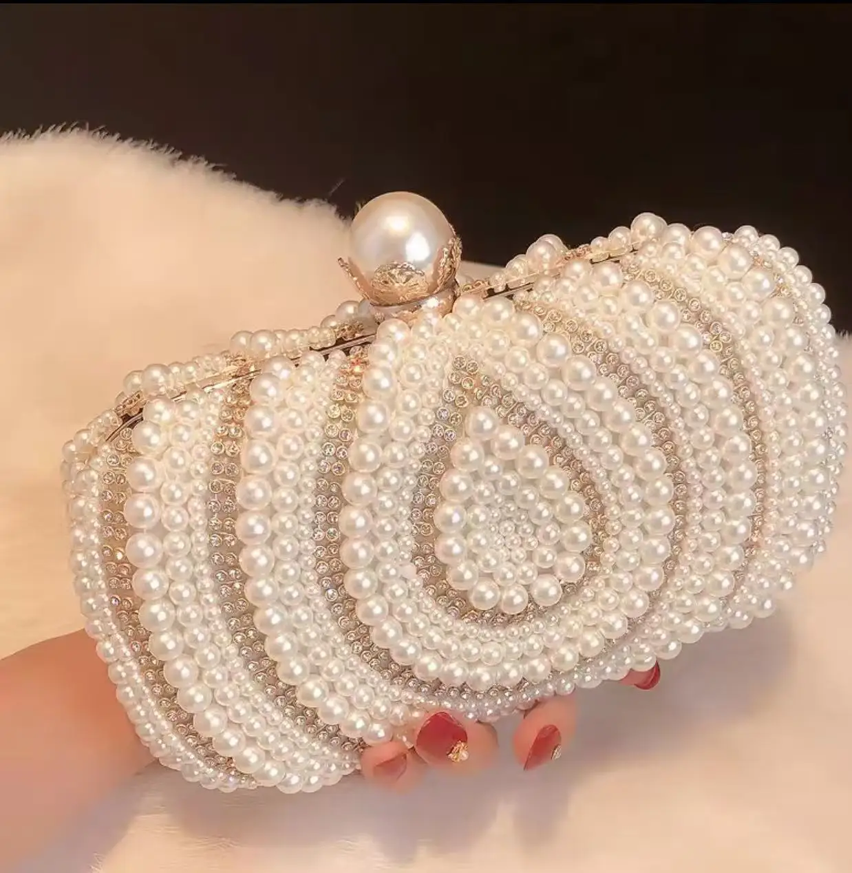 

Wedding Clutch Purse Luxury Women Diamond Pearl Handbag Design Party Shoulder Bag Ladies Evening Bag Wedding