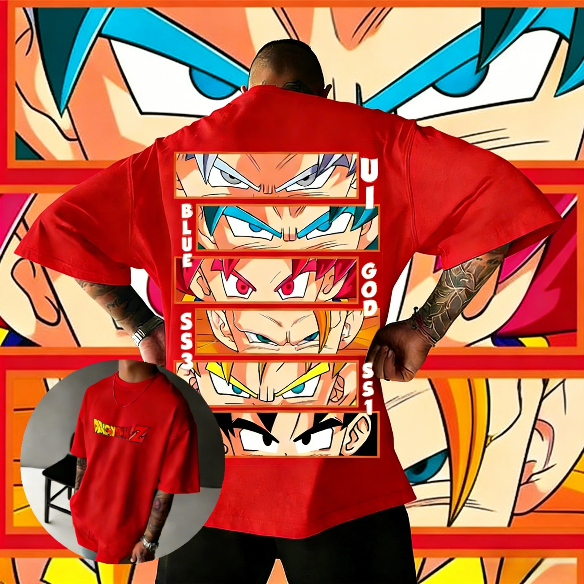 

Летняя футболка 2026 года в стиле ретро Dragon Ball, высококачественная хлопковая футболка оверсайз с принтом глаз Гоку в различных формах, унисекс для мужчин, женщин и детей