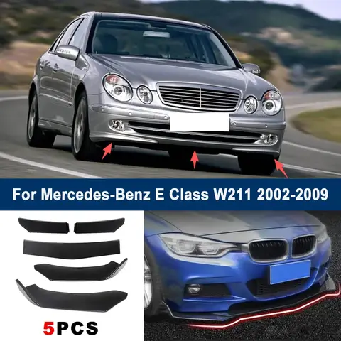 For Mercedes-Benz E Class W211 2002-2009 model, adjustable 5PCS front bumper lip spoiler protection decorative kit, car body kit