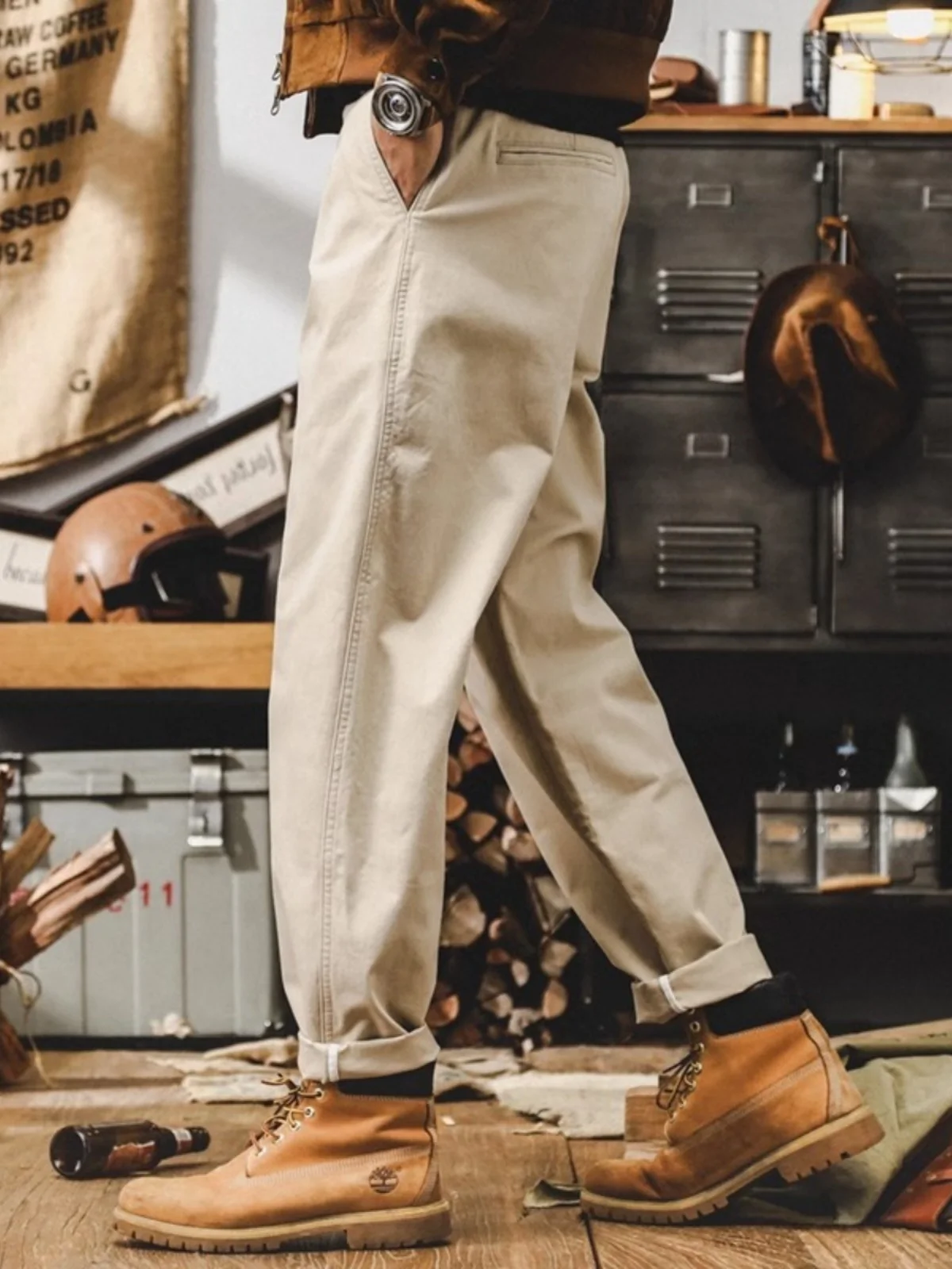 

Мужские брюки в стиле ретро-американский фэшн, на подкладке, для работы, осенне-зимние, свободные, прямые, повседневные, молодежные, яркие цвета