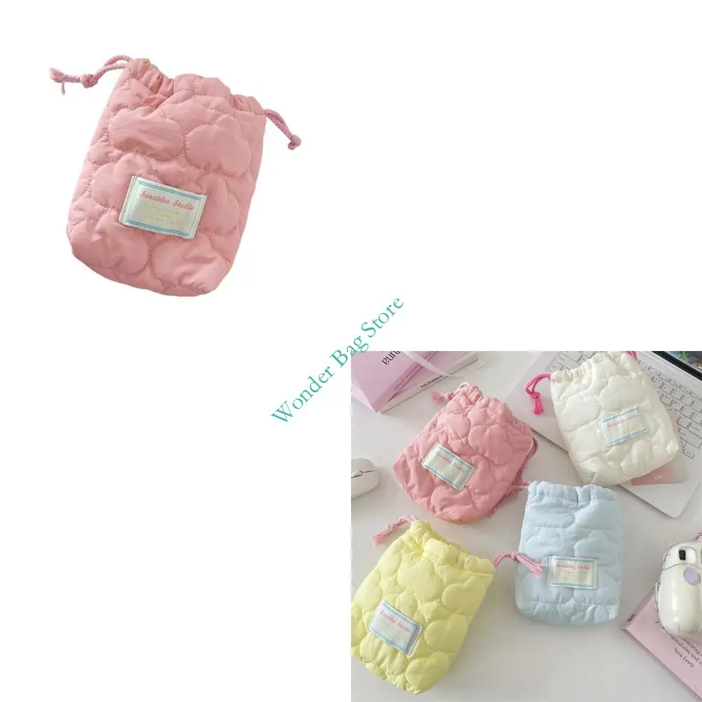 

H3CB Toiletry Bag Quilted Makeup Bag Drawstring Cosmetic Bag Camera Storage Bag Lovely Cosmetic Brush Case for Woman Girls