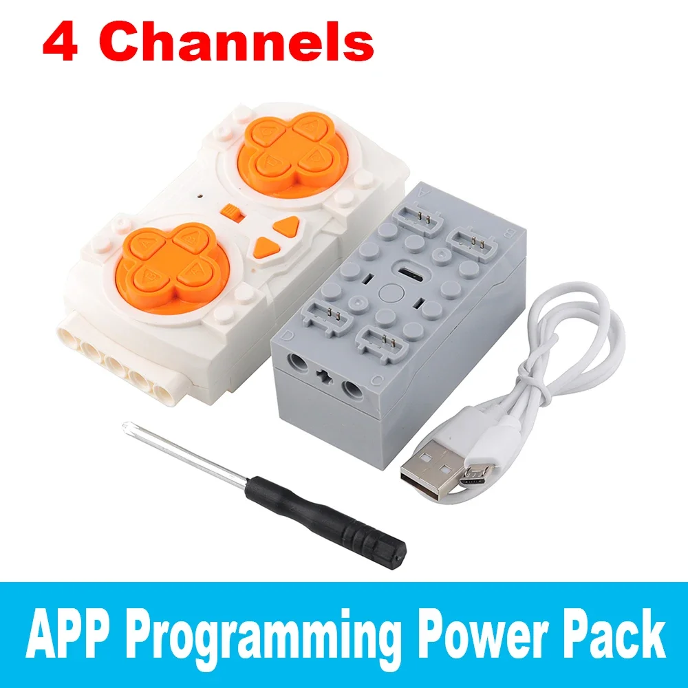 Smart MOC RC Set with Rechargeable Battery Box Bluetooth M Motor Speed Control APP for PF Building Blocks Modification