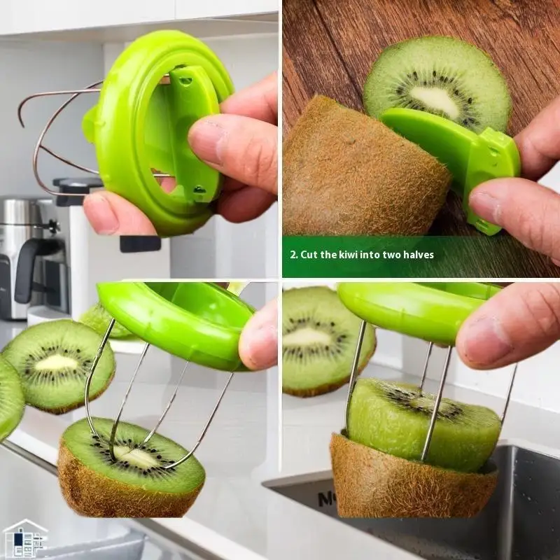 Stainless Steel Detachable Kiwi Cutter, Lemon Peeler, and Fruit Slicer: An Essential Kitchen Gadget for Every Salad Lover.