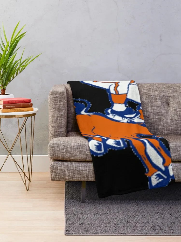 Broncos Retro Logo Design Throw Blanket Hair Beautifuls Blankets