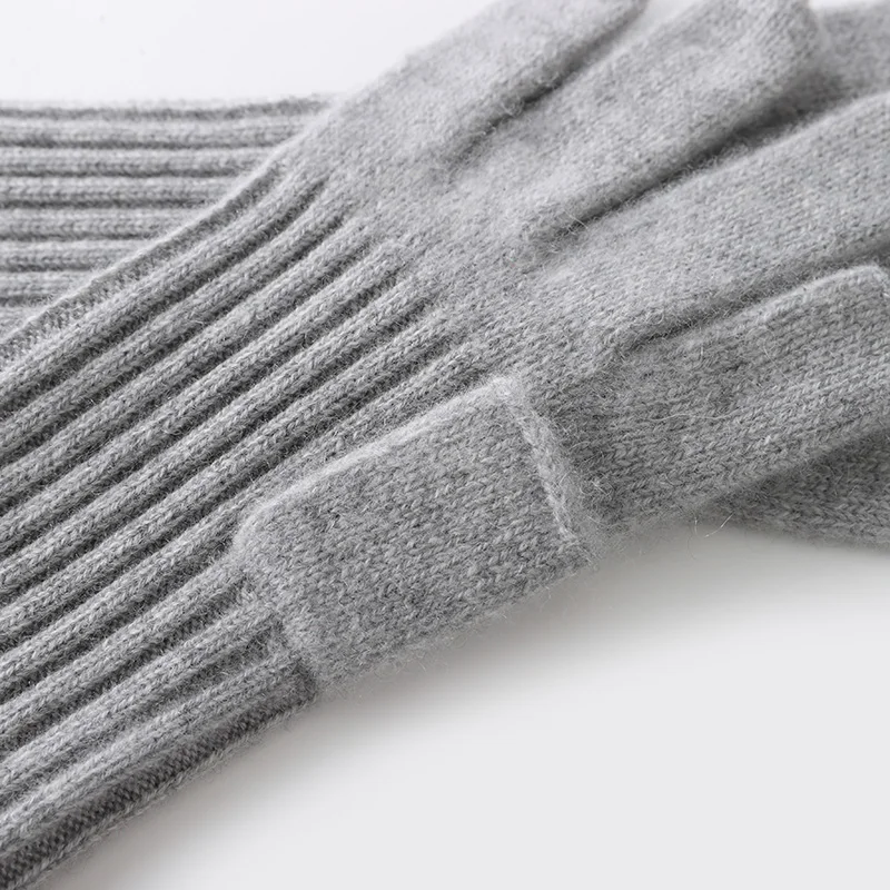 Autumn/Winter A-class 100% Pure Cashmere Gloves Men/Women Cold Warm Medium to Long Thick Knitted Five Finger With Touch Screen