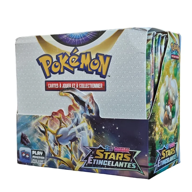 Versione francese Pokemon Booster Box TCG Gioco di carte collezionabili Giocattoli Spada e scudo Stelle brillanti