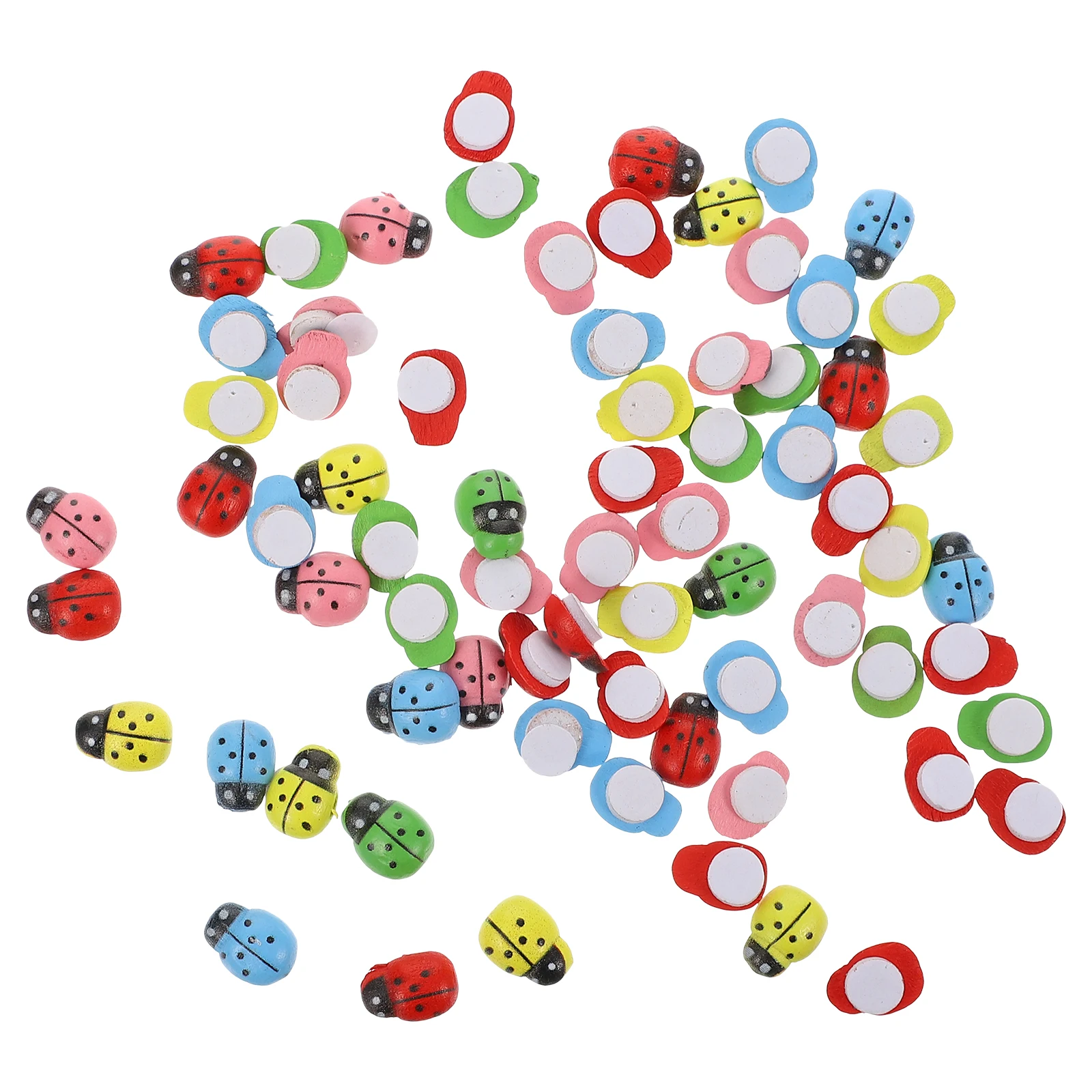 

100Pcs Wooden Beetle naments Cute Ladybugs Durable Garden Decor Miniature Accessories Colorful Holiday Embellishment Terrarium