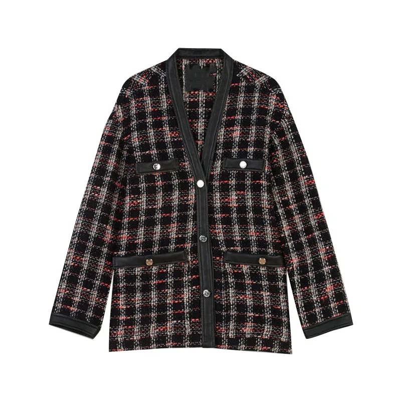 M Home الخريف الشتاء محبوك V Ne سترة مفتوحة المرأة اللون Blo تصميم القطن البوليستر مزيج طويل Sve