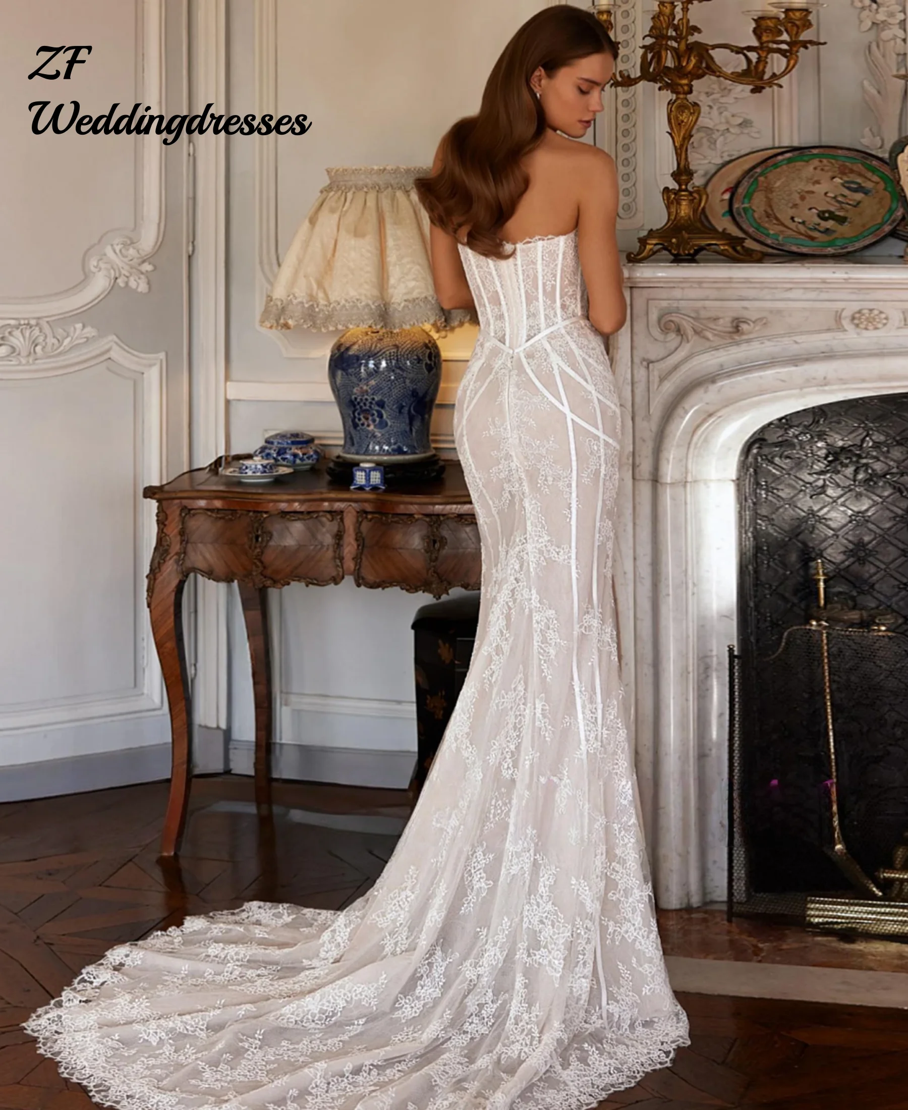 Customized New 2026Sweetheart Neck Zipper Up Back Pearls Lace Mermaid Wedding Dress Elegant Vestido De Noiva