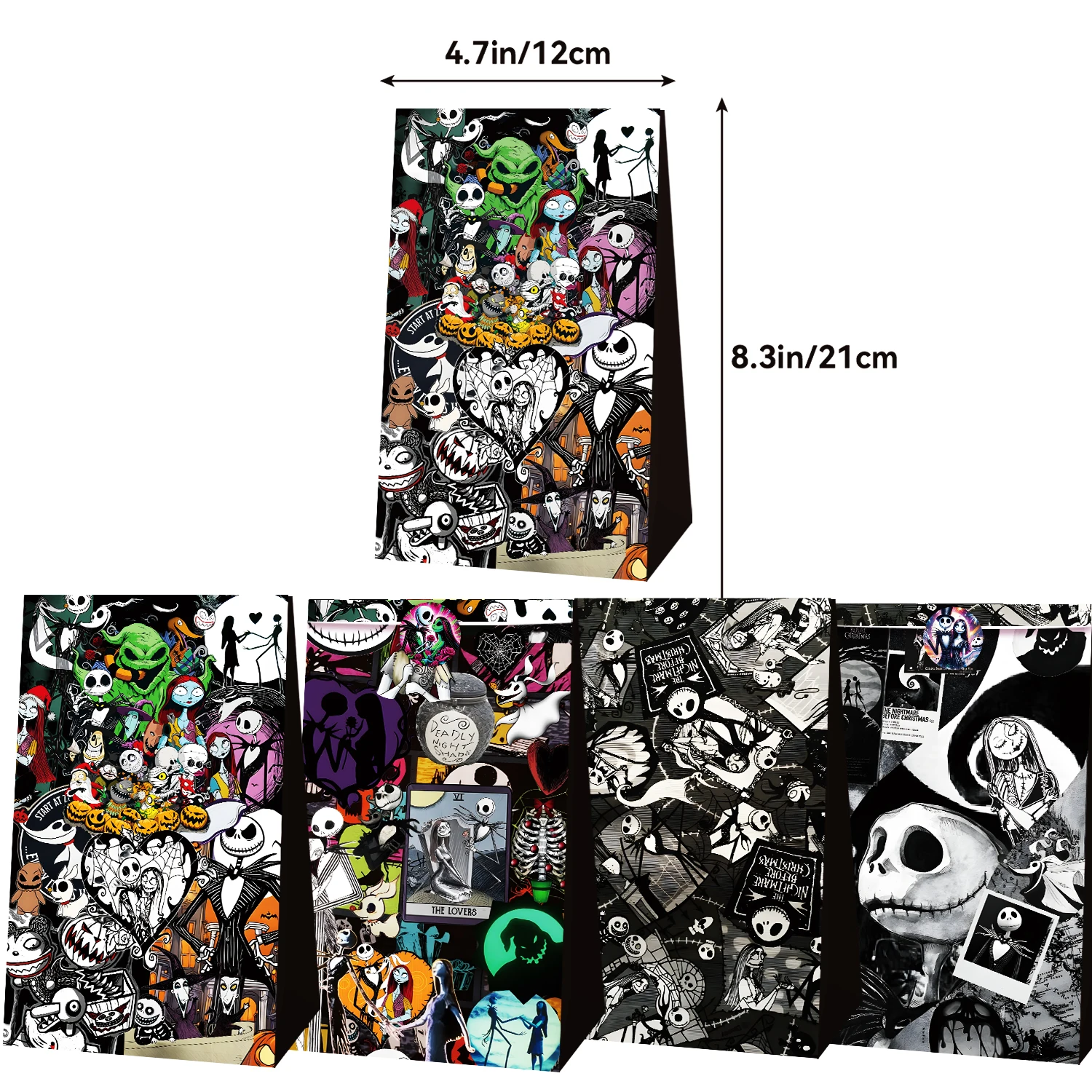 ナイトメア・ビフォア・クリスマス キャンディーペーパーバッグセット サリーとジャックのフィギュア付き - 12/24個入り ハンドバッグ 誕生日 ハロウィン デコレーション ギフト