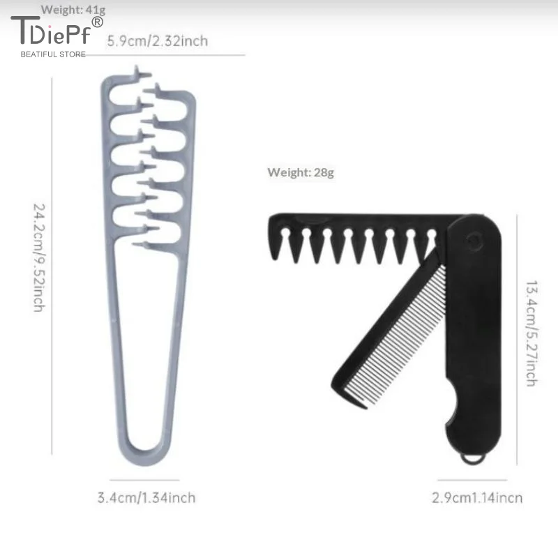 2Pc/Set Texture Comb Foldable Voluminous Wide Toothed Hair Comb Multi Functional Styling Tool For Men Women Folding Texture Comb