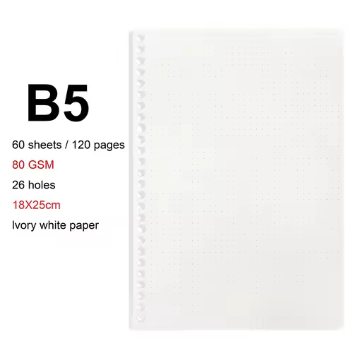 A4/B5/A5 Loose Leaf Refill Binder Notebook Blank/Line/Grid/Cornell Replacable Metal Ring Office&School Supplies Stationery - Image 11