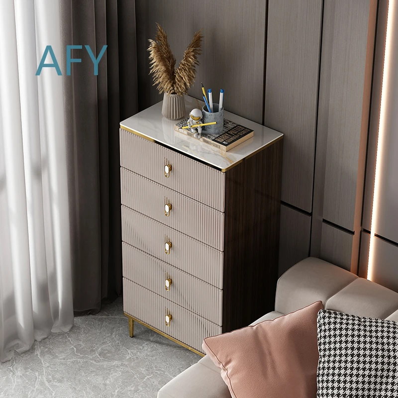 Minimalist Chest Cabinet for Bedroom Storage Light Luxury Rock Slab Side Cabinet Combination Large Capacity Locker Simple