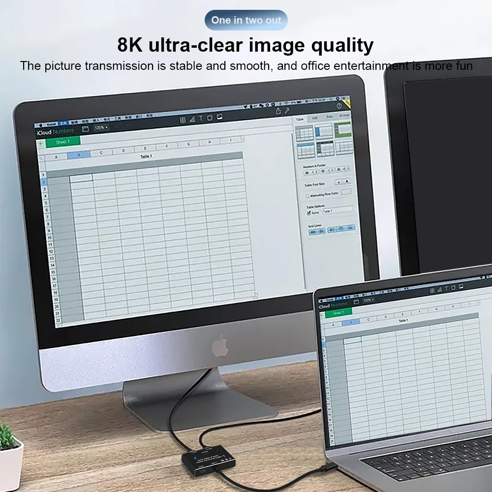 KVM-interruptor bidireccional USB C, divisor USB 3,1, conmutador de vídeo de datos, 8K @ 30Hz, PD, 100W, para PC, monitor, teléfono móvil, multifuente, 1x2/2x1