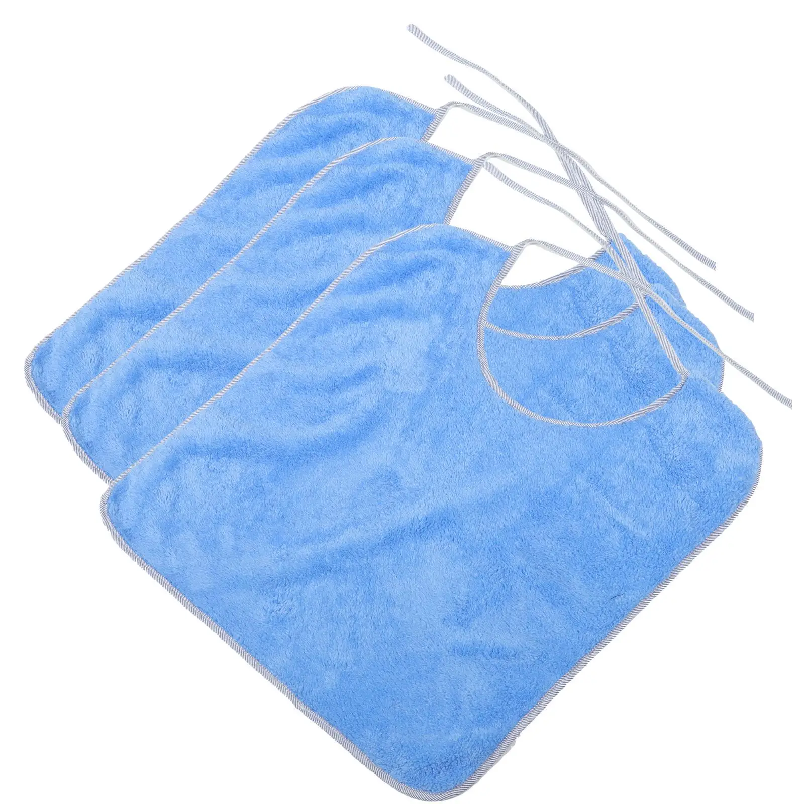 

3 Pcs Bibs for Women Adults Washable Leakproof Folding Clothing Protector Polyester Eating Seniors Elder