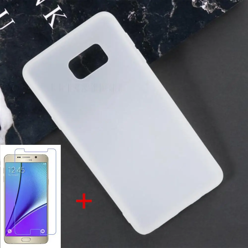 Anti-knock Soft TPU Phone Case For SAMSUNG Galaxy Note 5 N920 N920F N920A N920C Silicone Caso Cover Bumper Tempered Glass