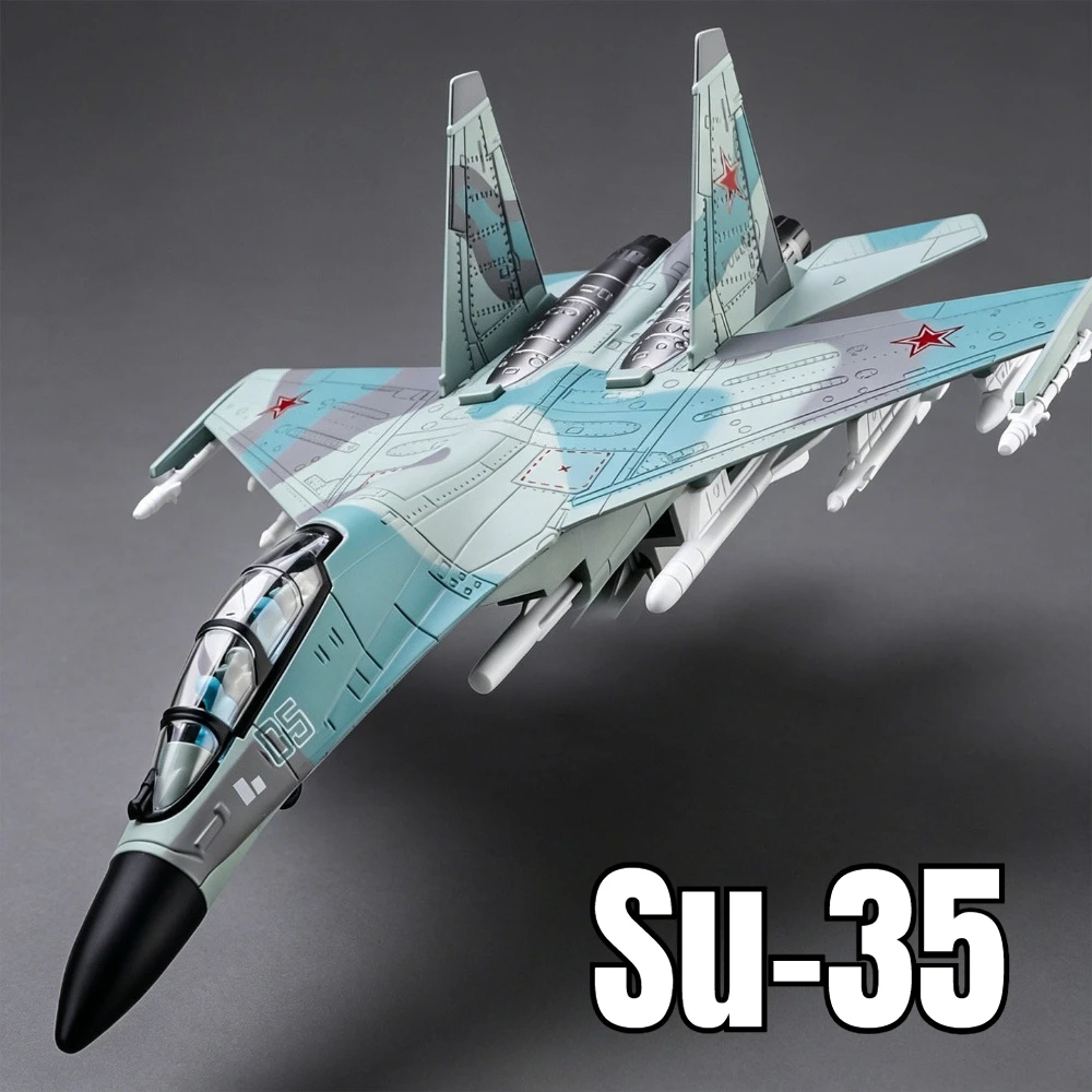 1:64 Maßstab Su-35 Legierungs-Kampfflugzeugmodell, Druckguss-Spielzeugauto, Rückzieh-Missil-Flugzeug, lustige Geschenke für Erwachsene, exquisites Dekorationsobjekt