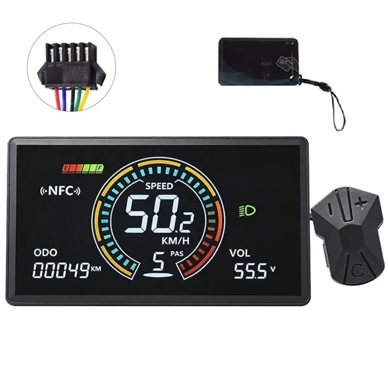 H8C E-Bike LCD Display Meter 24V/36V/48V/60V Speedometer UART Electric Scooter LCD Color Animated Meter SM5PIN
