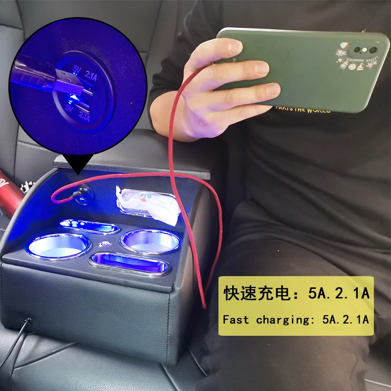 FOR SUBARU ascent Exiga Forester IMPREZA Justy LEGACY Outback Rear handrail box mobile phone charging USB LED Put paper towels