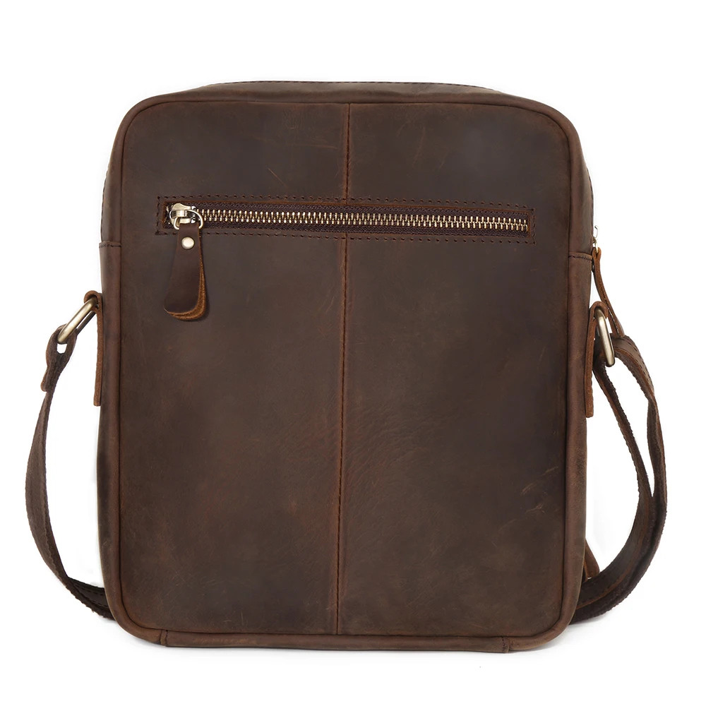 Men's Crossbody Bag Genuine Leather Men's Bag Crazy Horse Leather Retro Shoulder Bag Men's Cowhide Postman Bag