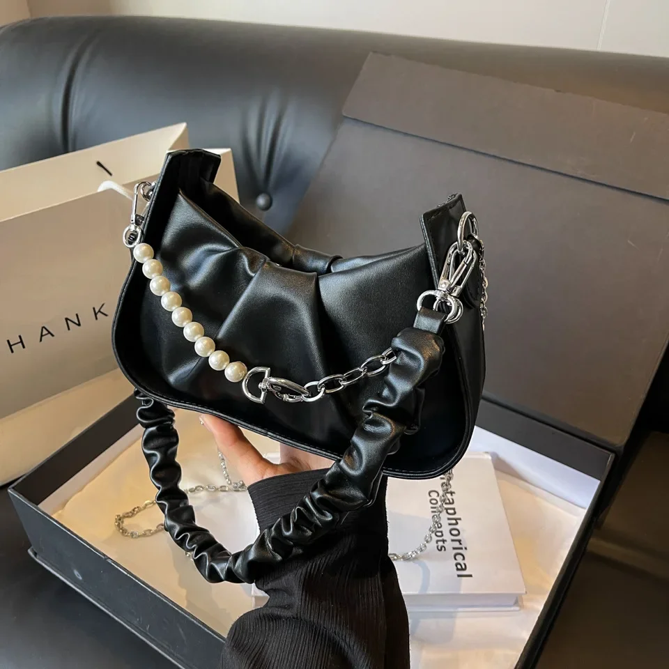 

High-End Niche Design Women's Bag | Pearl Chain Decoration | Stylish All-Match Shoulder Bag | Premium Quality Fashion Handbag