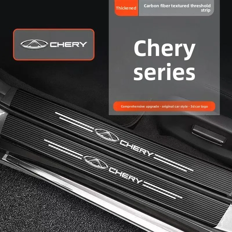 4Pcs Carbon Fiber Car Door Sill Sticker For Chery Tiggo 3 4 5 7 8 PRO Arrizo 5 2 QQ Face A1 E5 7E A3 A5 Auto Door Threshold Film