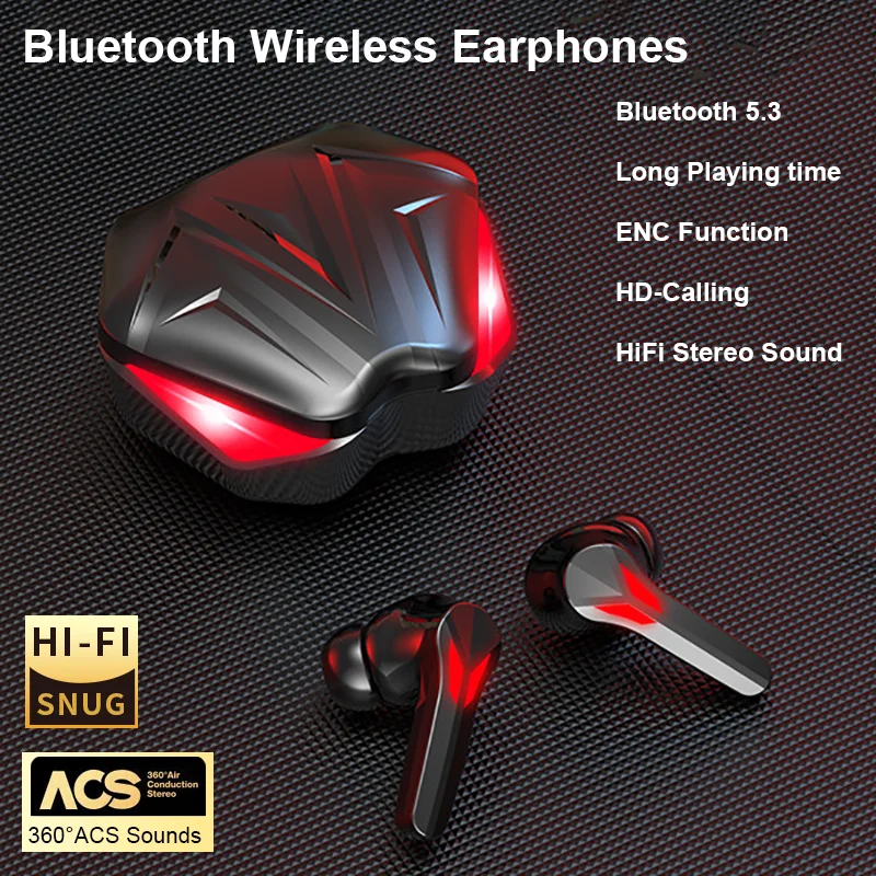 Bluetooth Earphones Wireless Bluetooth Headphones ENC Noise Cancelling HD-Calling Earbuds HiFi Bass Stereo Bluetooth Headset