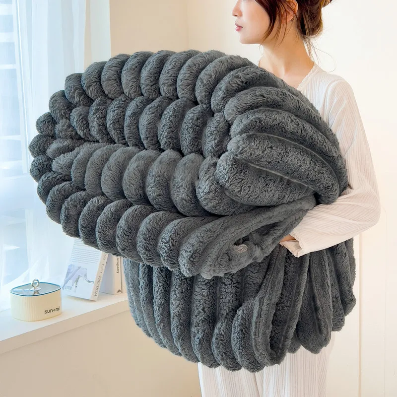 FlannelPlush Spring Autumn Blanket Warmth Comfortable Sofa Comforter Blankets Thickened Multi-functional Throw Bedroom Stuff