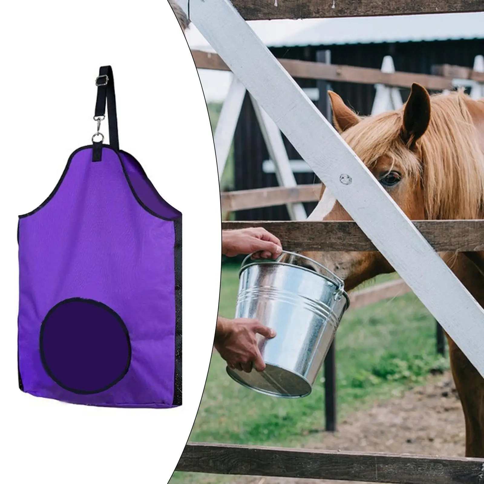 Bolsa para comedero de heno, bolsa para heno, suministros de alimentación para caballos con correa, bolsa para heno, bolsa de almacenamiento para mollets, caballos, animales de granja, vacas