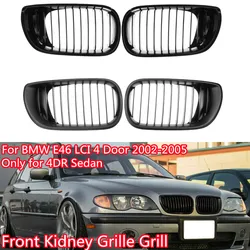 Glossy/Matte Pair Car Front Kidney Grills Gloss Black Single Slat Hood Grill For BMW 3 Series E46 4 Door 2002-2005 Racing Grille