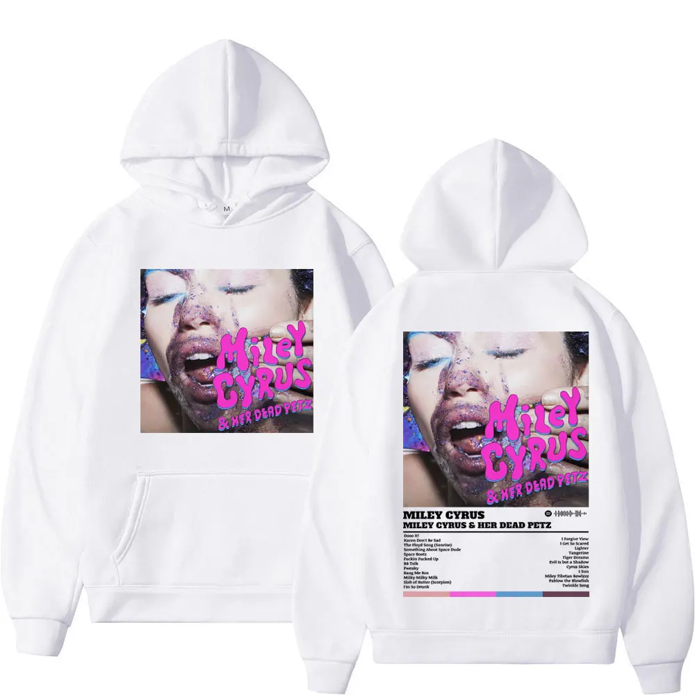 Singer Miley Cyrus Music Album Graphic Hoodie Men's Women's Fashion Rock Oversized Sweatshirts Trend Hip Hop Vintage Pullovers