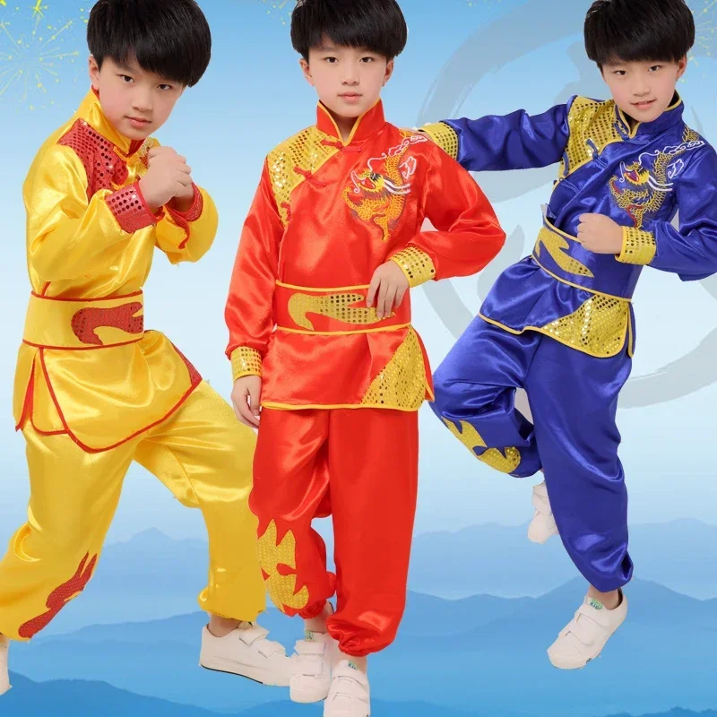 dance children dragon kids folk dance costumes chinese girls kung fu clothing traditional modern hanfu lion national boys