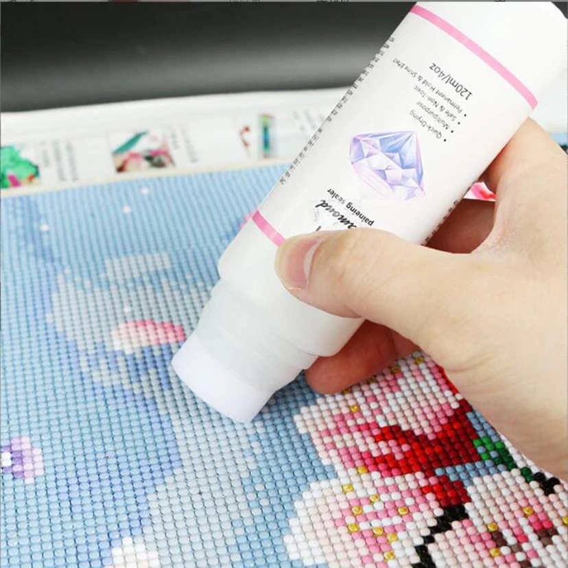 120ml DIY Diamond Painting Conserver Permanent Hold & Shine Effect Sealer for All Beads with Embroidery Brightener Glue