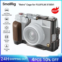 SmallRig X100VI “Retro” Cage for FUJIFILM X100VI, with Wooden Handgrip, Build-in Arca-Swiss Quick Release Plate for Tripod 4557