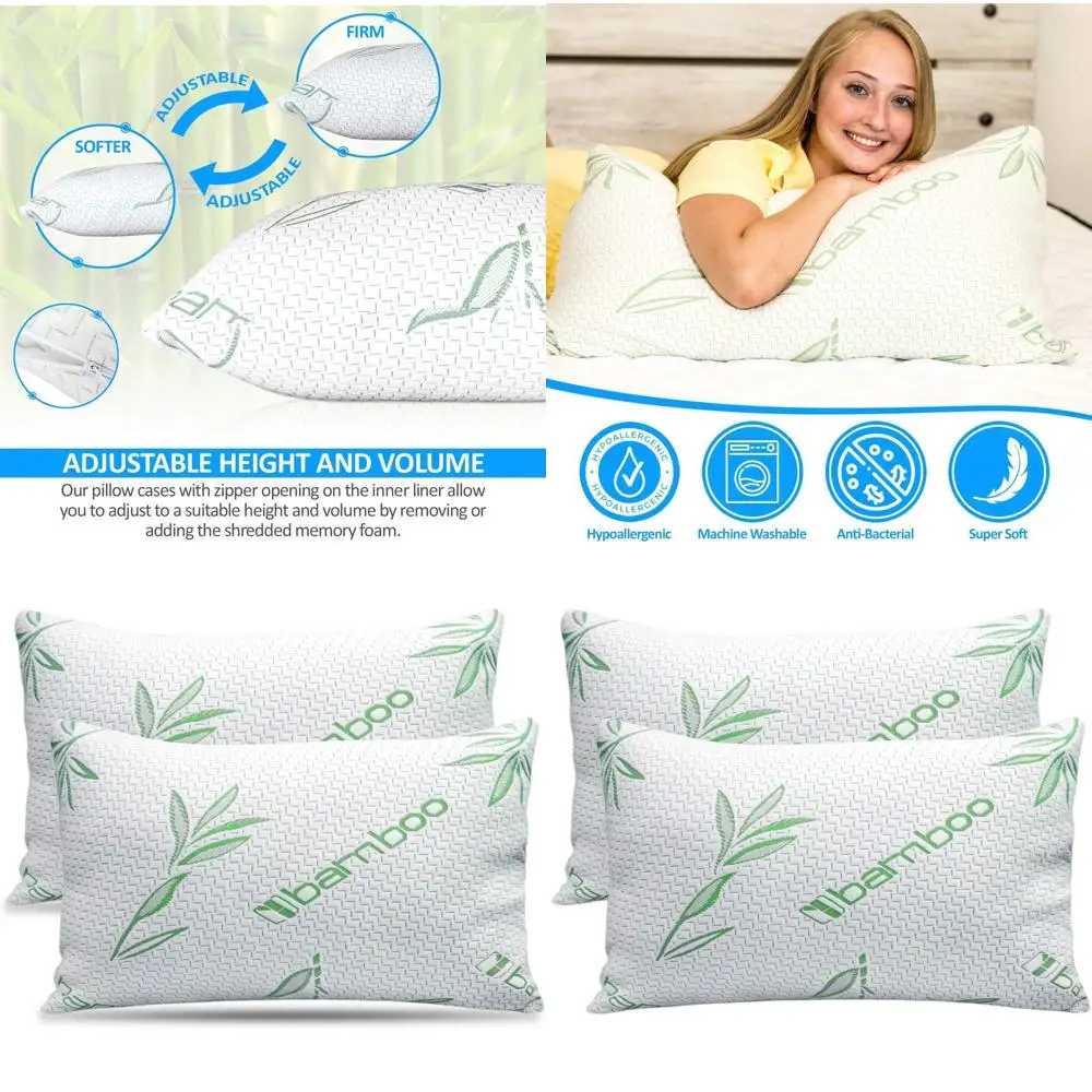 

King Size Cooling Memory Foam Pillows Set of 2 with Removable Covers, Suitable for Back and Side Sleepers, Made of Rayon from Ba