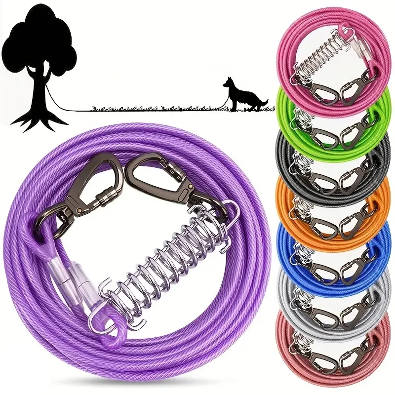 Dog Tie Out Cable 3/9/15M Dog Runner for Yard Steel Wire Dog Leash with Durable Superior Clips Outdoor Dog Chains Large Dog Lead