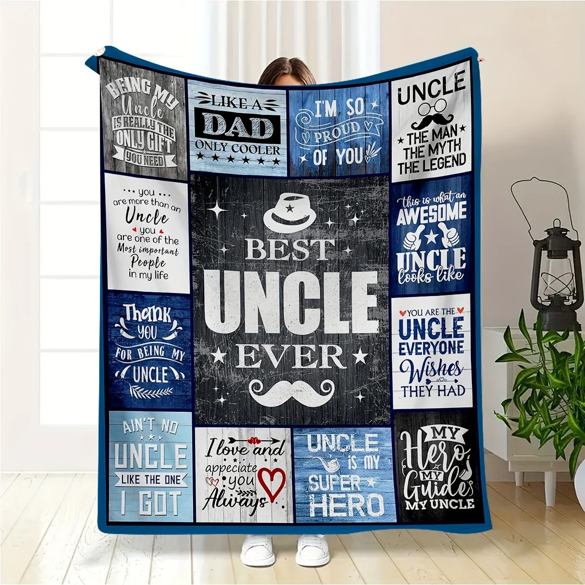 1pc Letter Blanket to The Best Uncle, Modern Style Blanket, Outdoor Blanket, Travel Camping Blanket, Soft And Comfortable Blanke