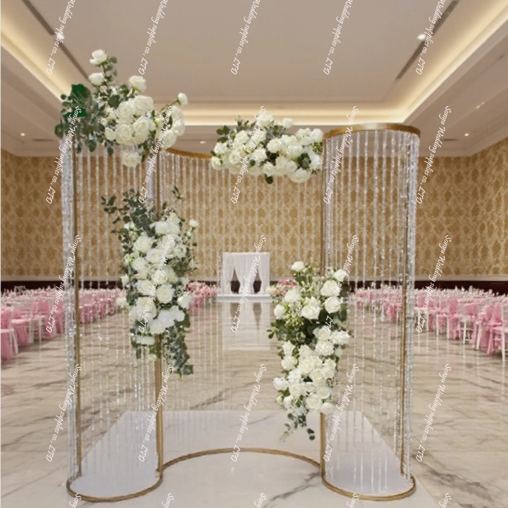 

Без цветка) Золотой металлический полумесяц, свадебная арка, полукруглая арка, кольцо, фон, подставка для украшения вечеринки, свадьбы